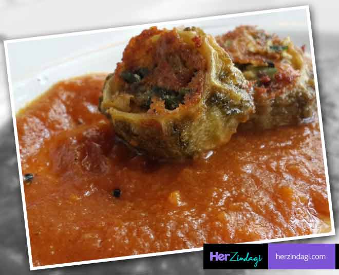 gravy stuffed karela bitter gourd inside