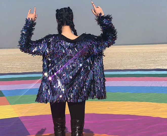 warina hussain shimmer outfits fur jackets inside