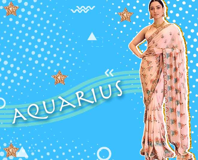 Aquarius zodiac sign saree