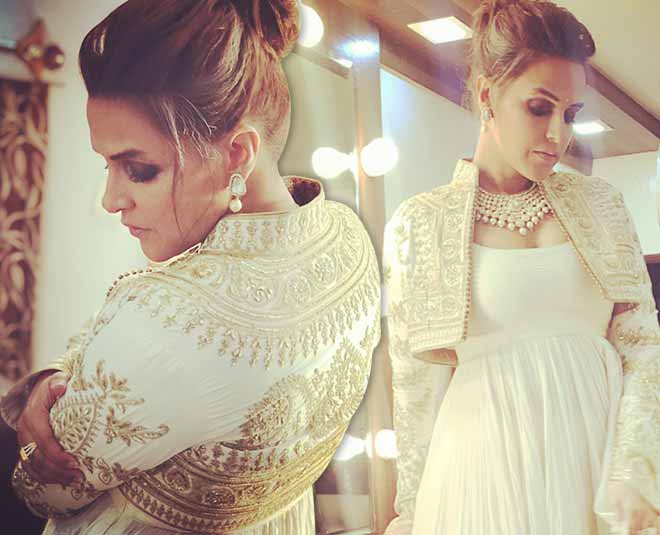 Neha dhupia floral white look