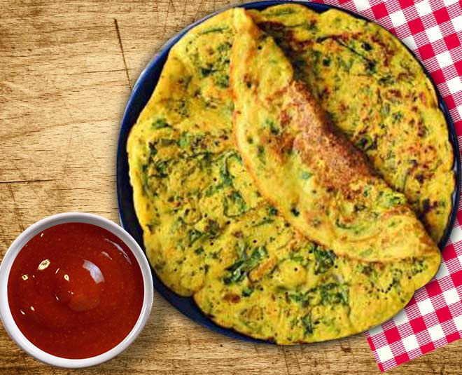 Puffy Moong Dal Cheela inside