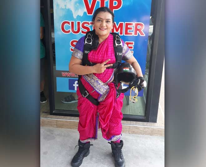 Shital Mahajan Made a New Record Skydives at Height of , Feet in Saree inside