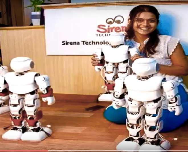 a girl invent educational robots for school students ()