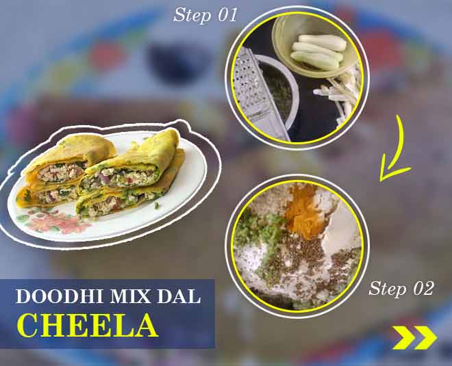 doodhi mix dal cheela step