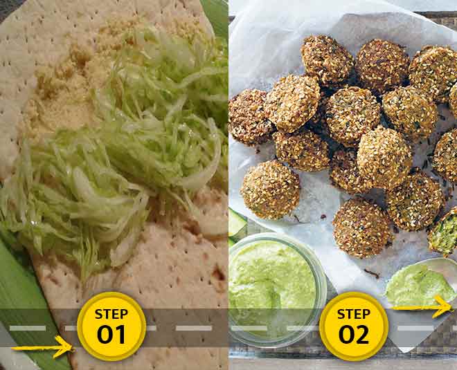 syria falafel veg roll inside