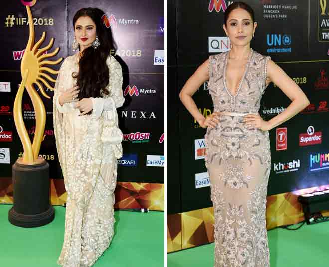 iifa awards red carpet rekha nusrat