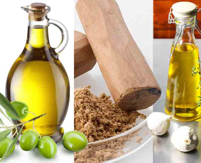 oilve oil garlic oil chandan powder