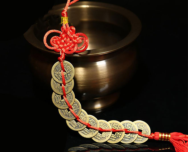 chinese coins and bells for good luck and vastu inside