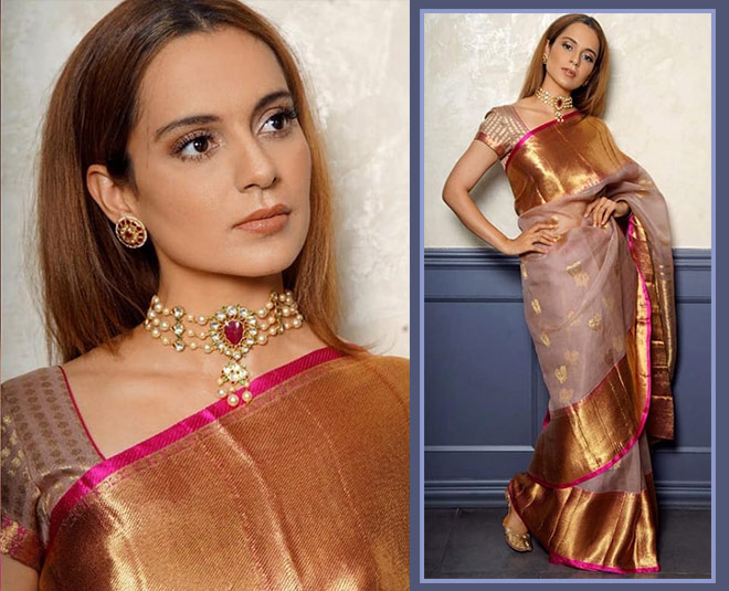 kangana ranaut saree designs benarasi inside