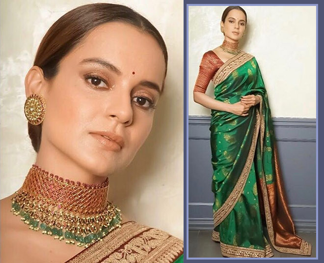 kangana ranaut saree designs green inside