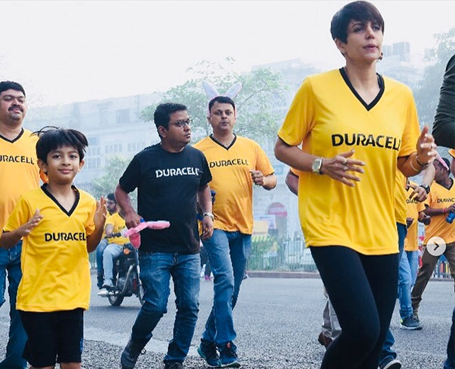 mandira bedi and son fitness inside