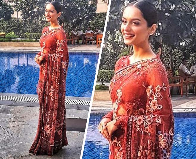manushi chhillar bollywood actresses in saree look