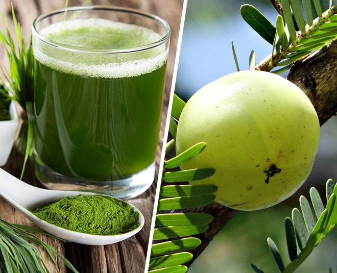 wheatgrass and amla juice inside