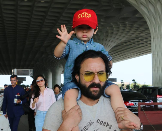 taimur ali khan happy with saif ali khan inside