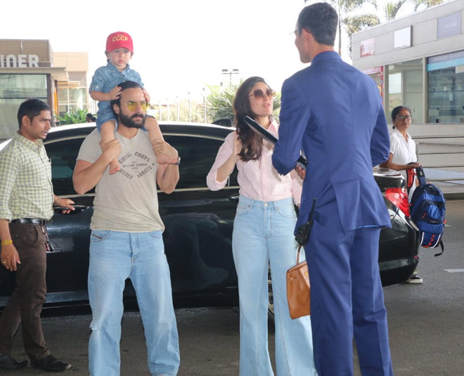 taimur ali khan saif ali khan kareena kapoor at airport inside