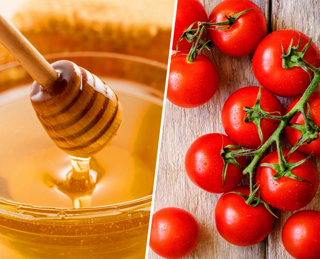 tomato with honey facepack inside