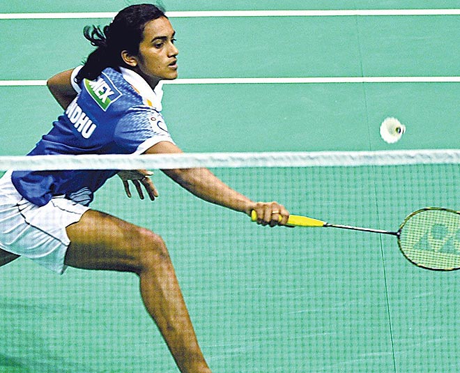 P V Sindhu playing