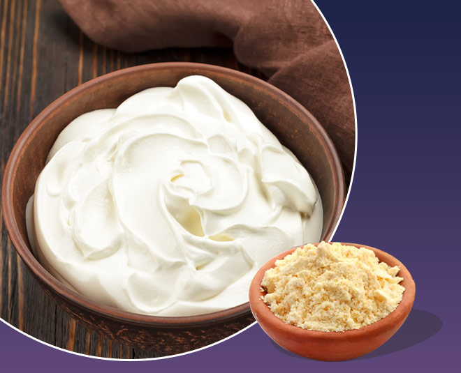 besan with curd inside