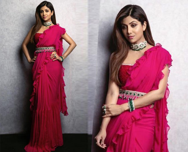 shilpa shetty sari style inside