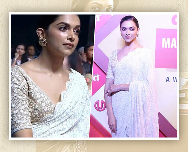 deepika padukone designer white saree