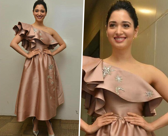 one shoulder dresses celebs tammanah inside