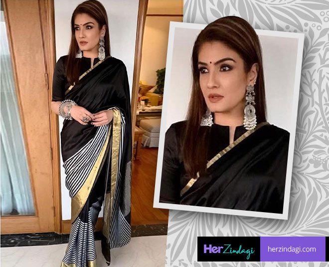 raveena tandon saree style