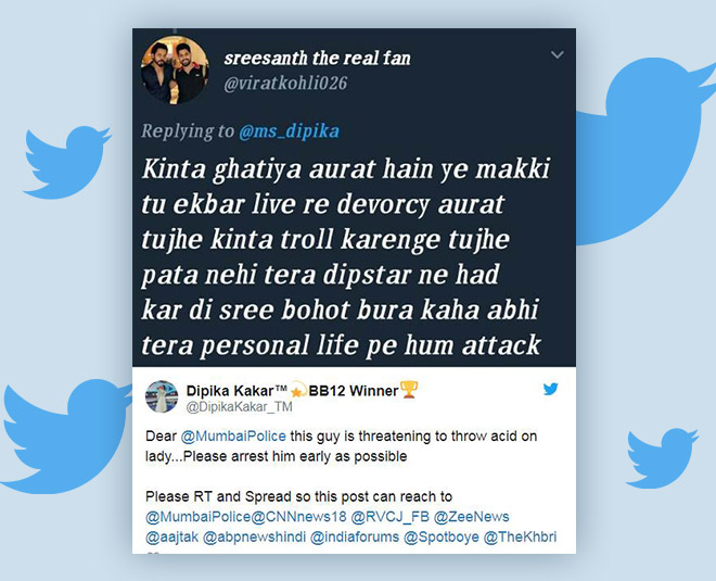 big boss season winner dipika kakar action against sreesanth fans threatens acid attack