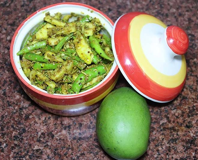 how to make mango and green chilli pickle recipe inside