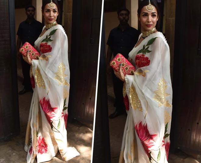 malaika arora floral saree