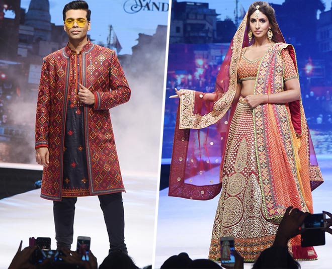 karan johar shweta bachchan fashion show abu jaani sandeep khosla outfits