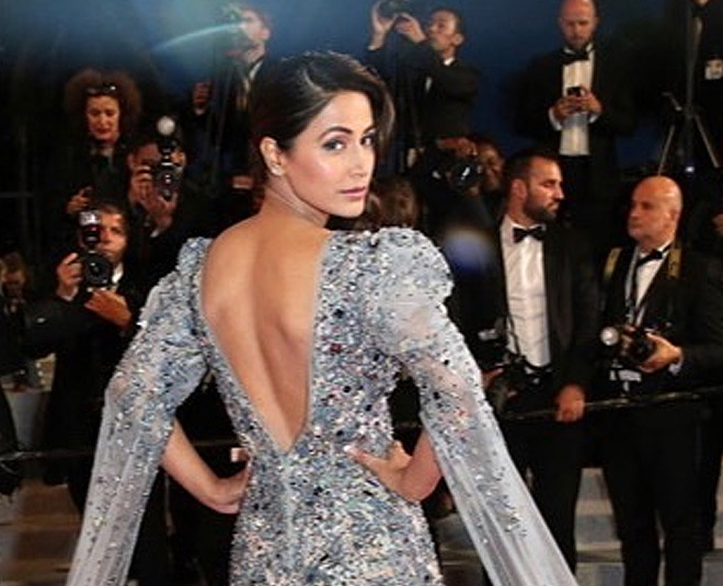 hina khan backless dress