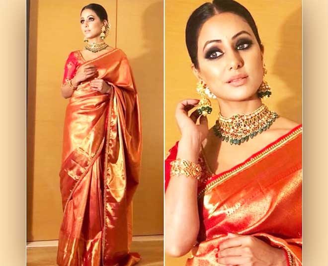 hina khan silk saree