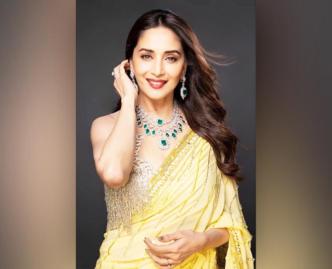 madhuri dixit yellow saree inside