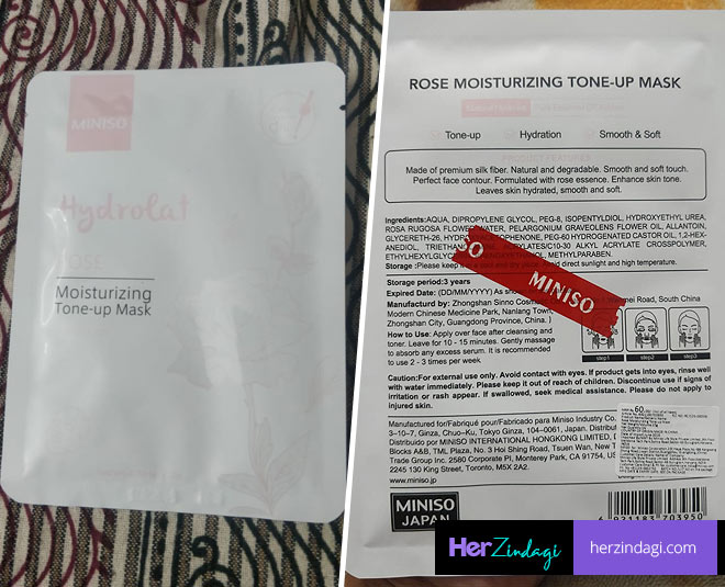 Miniso Hydrolat Facial Mask Sheet Rose HZ Tried & Tested Review