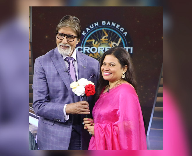 kbc karmveer special deepagovekar gift to amitabh inside