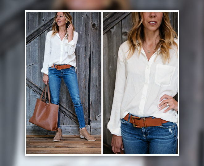 keep in mind while wearing a belt with a dress INSIDE