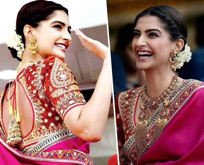sonam kapoor saare with heavy blouse Inside