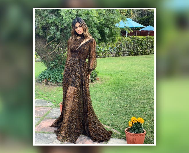mouni roy evening party outfits animal print