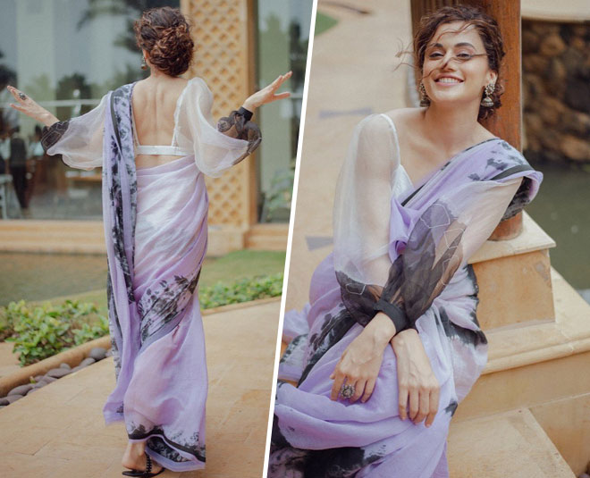 taapee pannu stylish blouse designs sheer sleeves