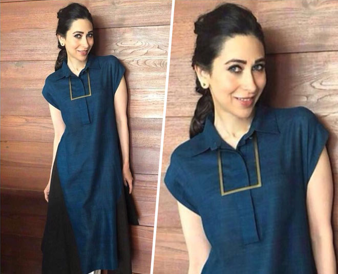 karishma kapoor solid kurta neck design