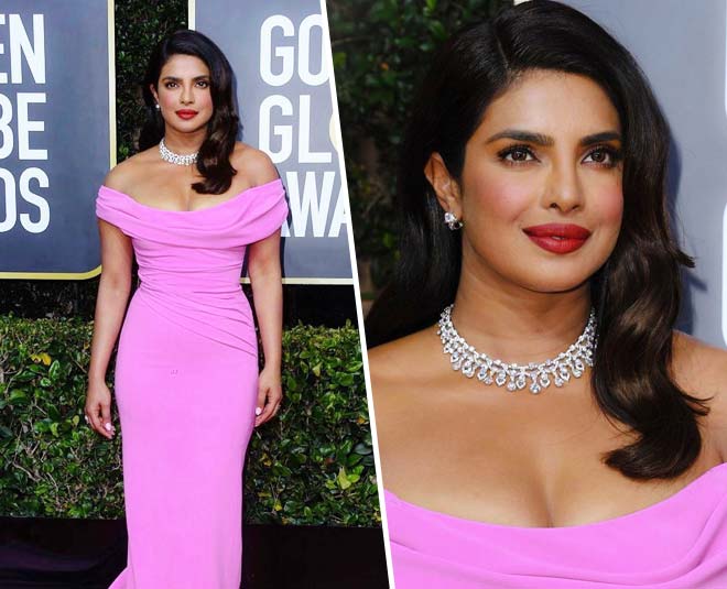 priyanka chopra golden globe pink gown
