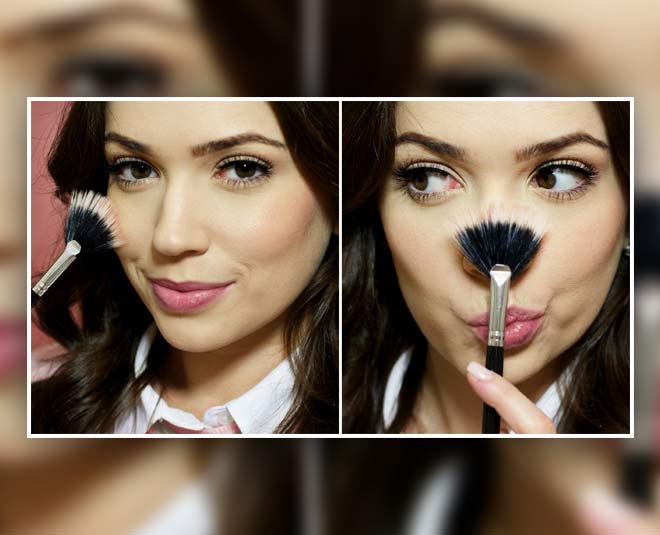 fan brush in makeup inside