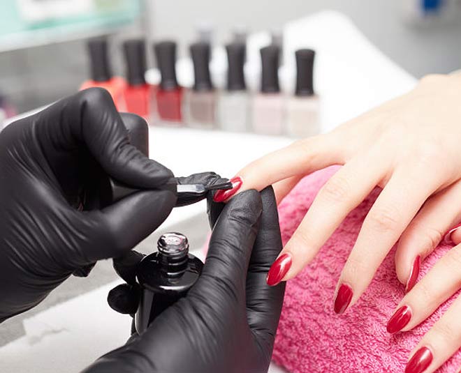 nails during gel manicure inside