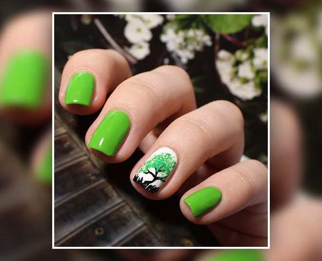 green nail art beauty inside