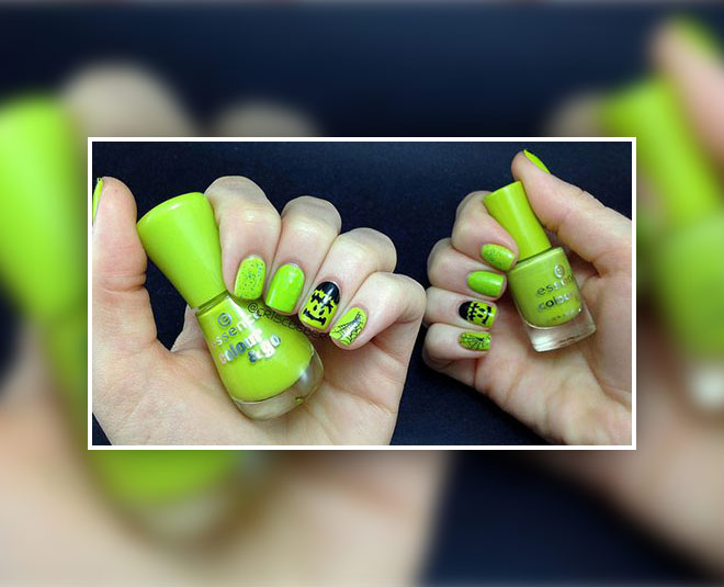 green nail art inside