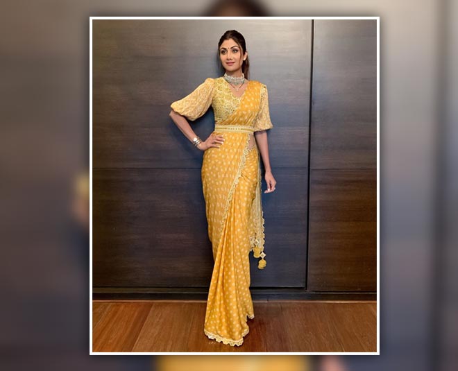 shilpa shetty pallu draping style