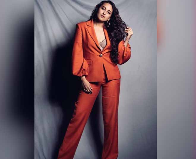sonakshi sinha paintsuit solid color