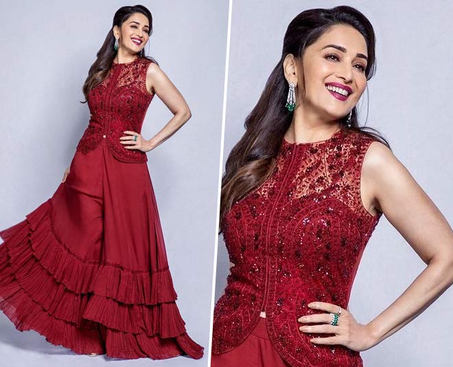 madhuri dixit red lehenga