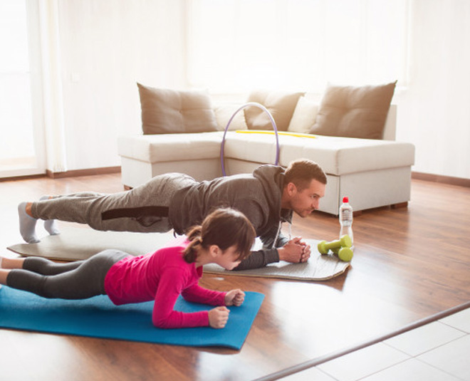 children doing workout