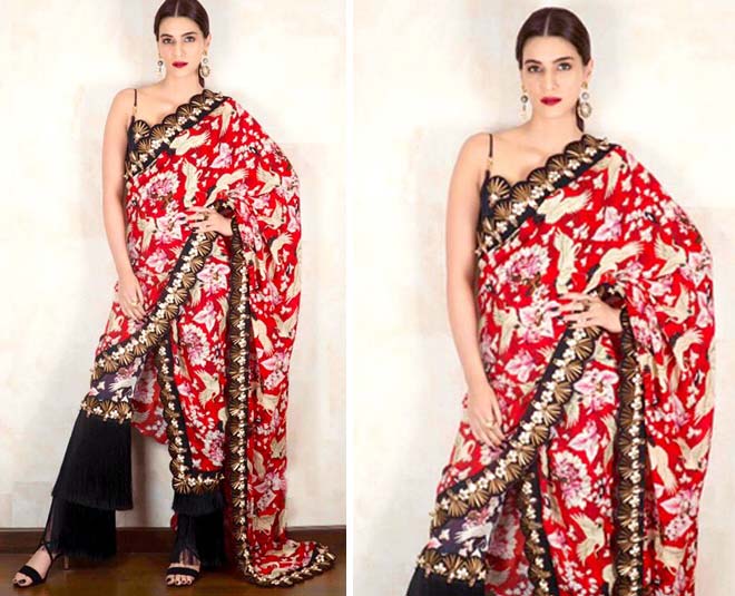 kriti sanon pant saree looks